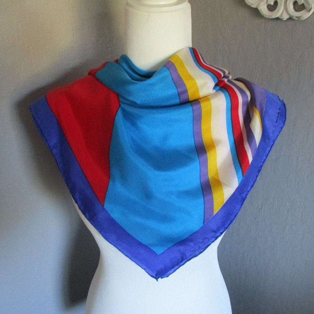 1990s diagonal stripes silk scarf